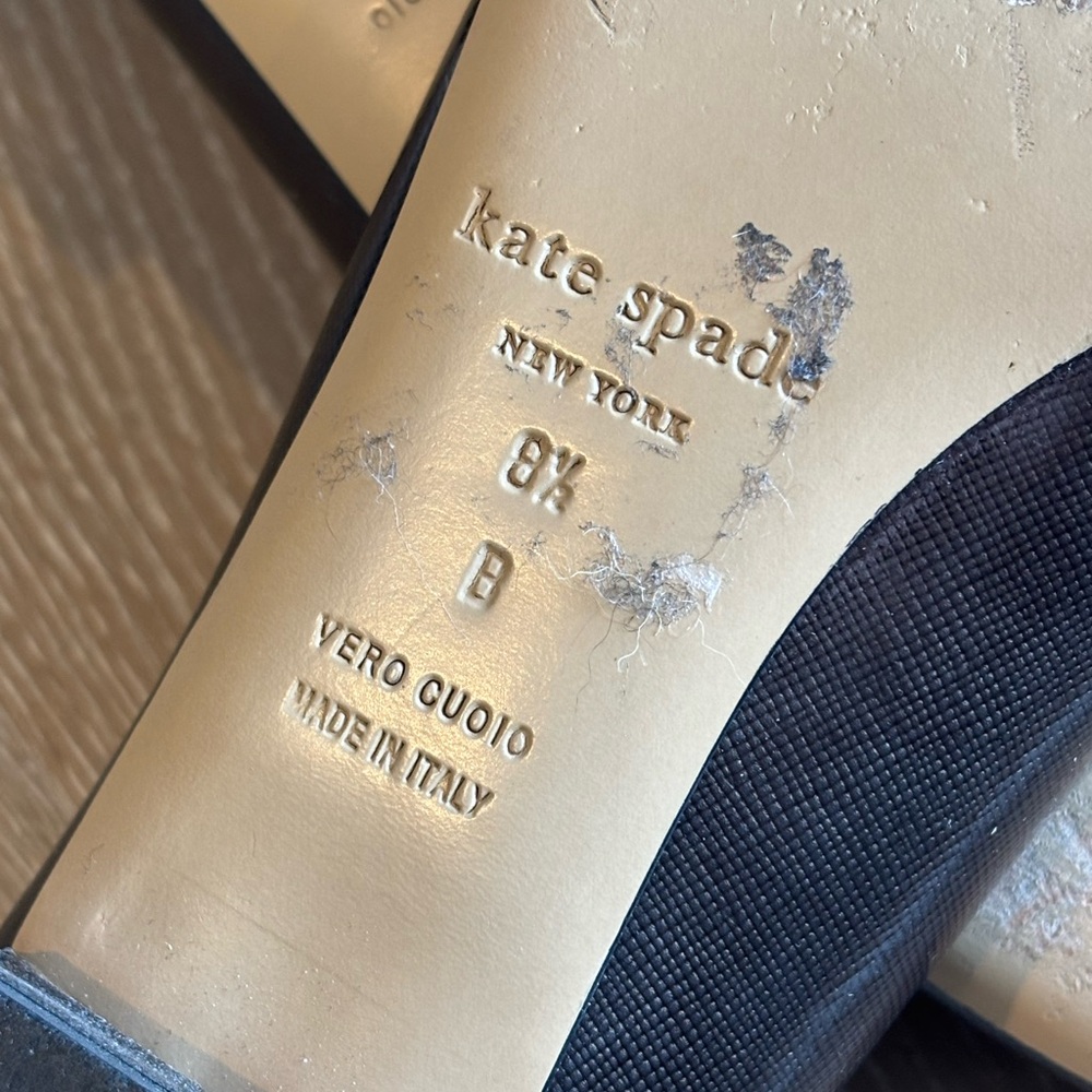 kate spade Black Crystal-Embellished Square-Toe Flats 060 - Picture 7 of 7